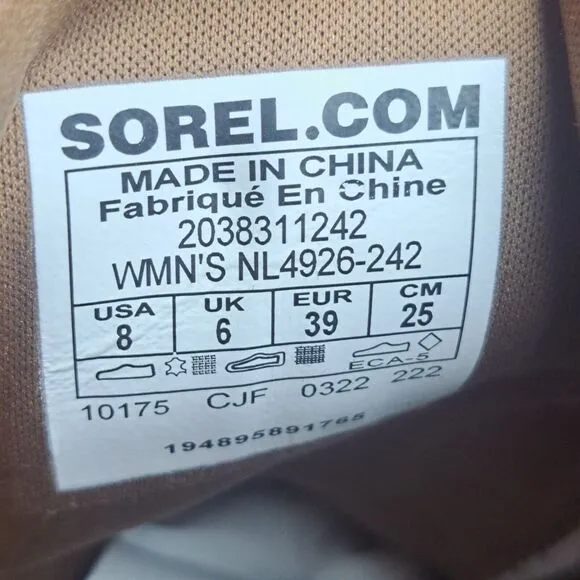 Sorel Evie Lace Up Wedge Leather Ankle Suede Bootie Women's Sz 8 Brown (VGC)