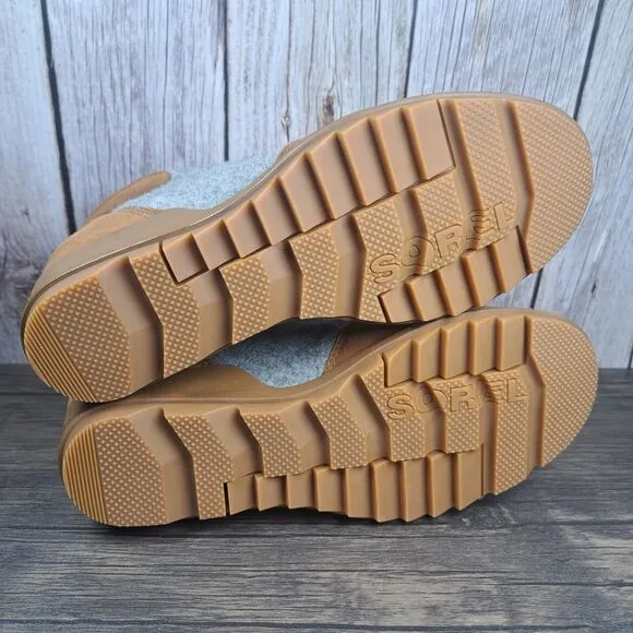 Sorel Evie Lace Up Wedge Leather Ankle Suede Bootie Women's Sz 8 Brown (VGC)