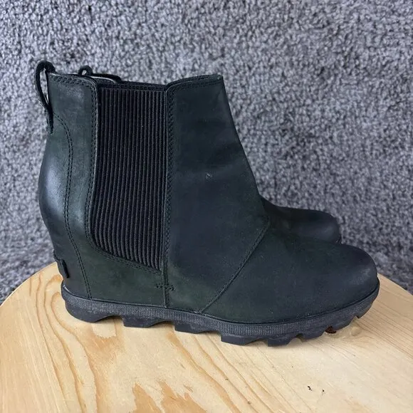Sorel Joan of Arctic II Hidden Wedge Boots Womens Size 9.5 Green Leather Ankle