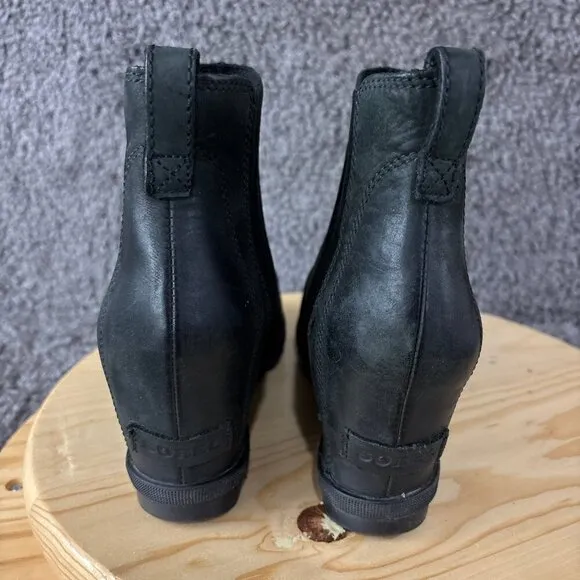 Sorel Joan of Arctic II Hidden Wedge Boots Womens Size 9.5 Green Leather Ankle