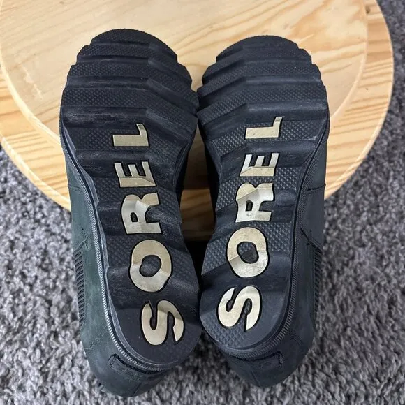 Sorel Joan of Arctic II Hidden Wedge Boots Womens Size 9.5 Green Leather Ankle