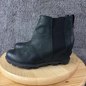Sorel Joan of Arctic II Hidden Wedge Boots Womens Size 9.5 Green Leather Ankle