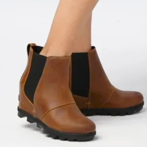 Sorel joan of artic chelsea SUEDE LEATHER COMBO waterproof wedge bootie BOOTS 5