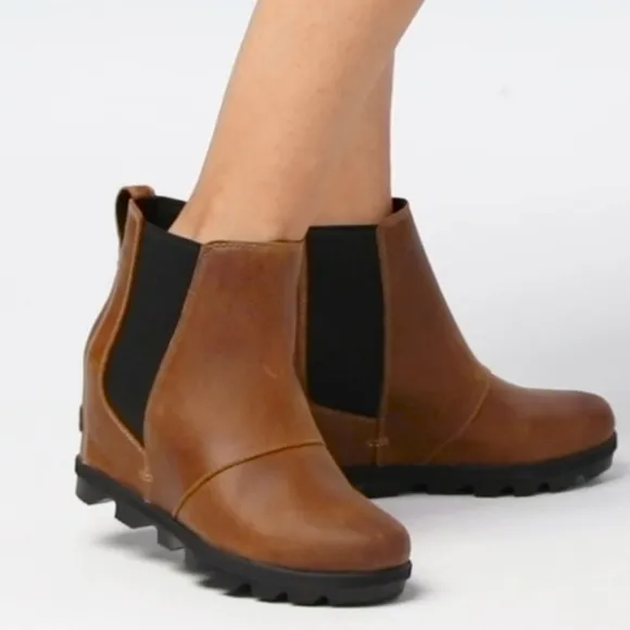 Sorel joan of artic chelsea SUEDE LEATHER COMBO waterproof wedge bootie BOOTS 5
