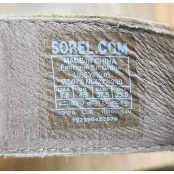 Sorel Joanie II Lace Wedge Sandals Womens Sz 6.5 Ash Brown Gladiator NL3272-240