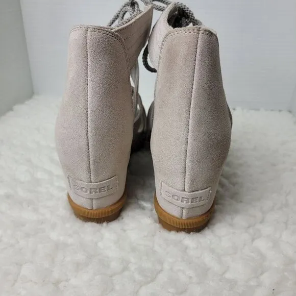 Sorel Joanie II Womens Wedge Sandals Size 10.5 Lace Up Beige Gladiator Shoes