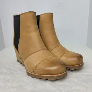 Sorel Lea Womens Bootie Size 6 Wedge Brown Leather Chelsea Boots Shoes