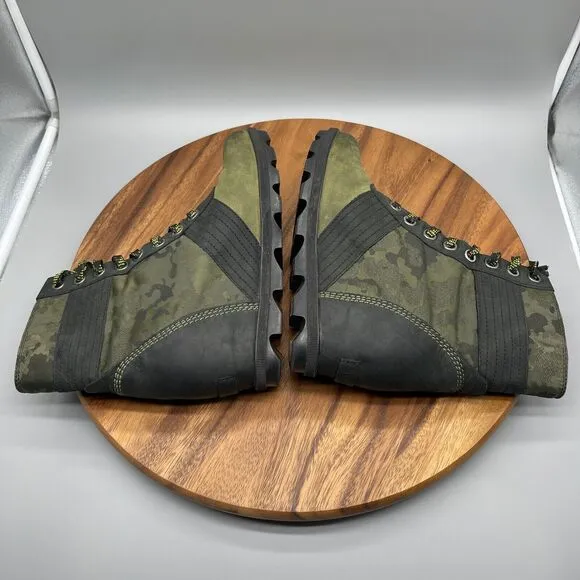 Sorel Lexie Boots Womens Size 9.5 Black Green Camo Hidden Wedge Hiker Lace Up