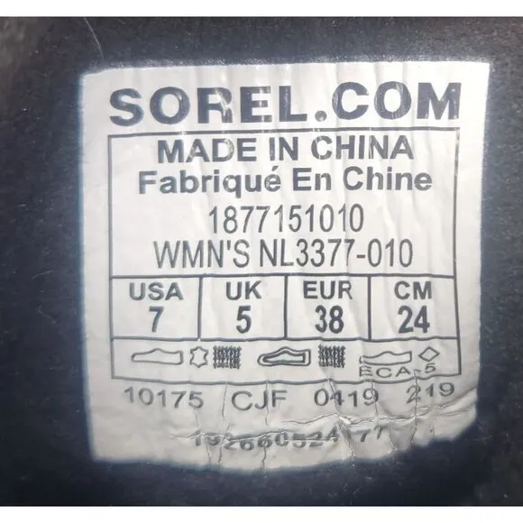 Sorel Lexie Wedge Womens Sz 7 Black Leather Red Buffalo Plaid Ankle Bootie Boots