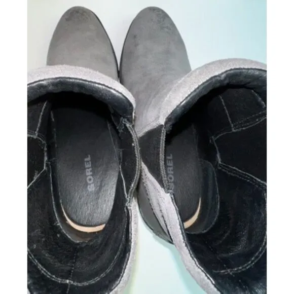Sorel Quarry Gray Leather After Hours Chelsea wedge boot. Size 8.