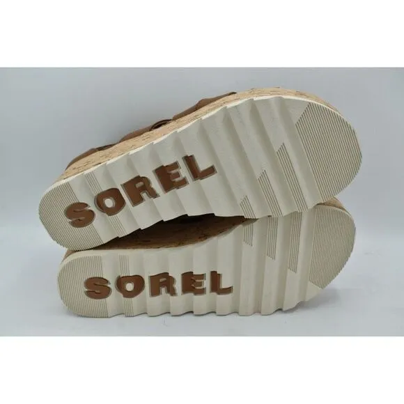 Sorel Women Size 9 Cameron Flatform Leather Lace Up Wedge Platform Sandals