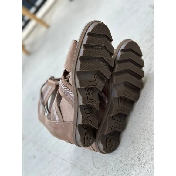 Sorel Women’s Joanie II Lace Up Wedge Ash Brown Leather Shoes Size 8.5 MSRP $150