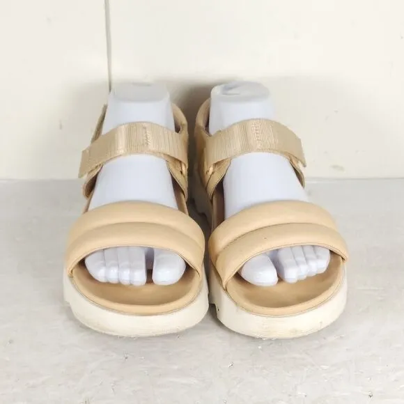 Sorel Women's VIIBE US 7 Beige Leather Platform Strappy Sandals Shoes