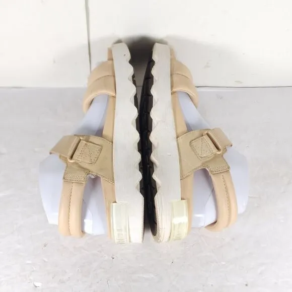 Sorel Women's VIIBE US 7 Beige Leather Platform Strappy Sandals Shoes