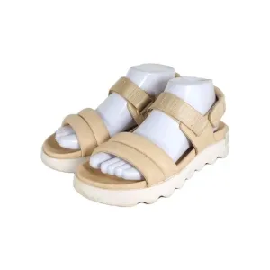 Sorel Women's VIIBE US 7 Beige Leather Platform Strappy Sandals Shoes