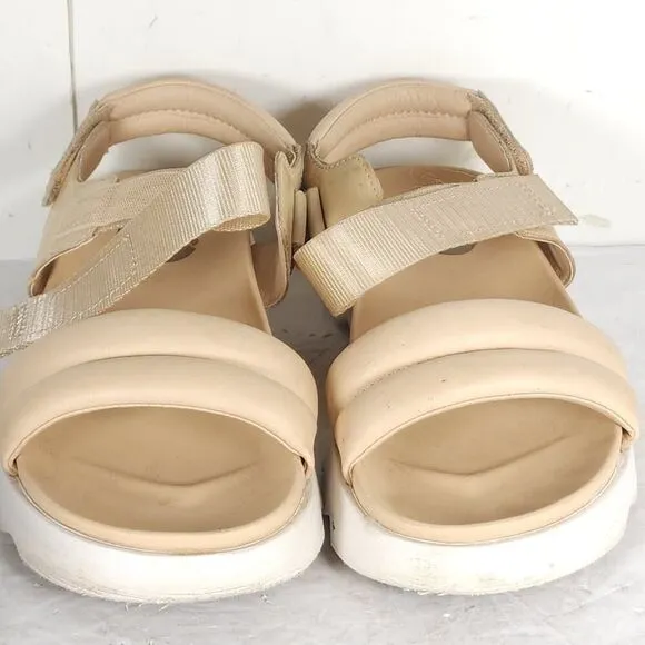 Sorel Women's VIIBE US 7 Beige Leather Platform Strappy Sandals Shoes