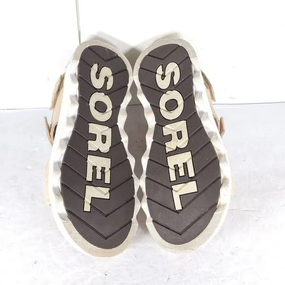 Sorel Women's VIIBE US 7 Beige Leather Platform Strappy Sandals Shoes