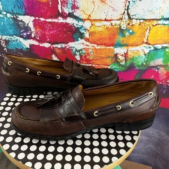 Sperry ASV Gold Cup Leather Tassel Kiltie Vibram Boat Shoes Loafer Brown Leather