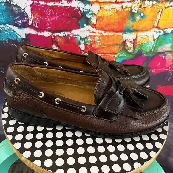 Sperry ASV Gold Cup Leather Tassel Kiltie Vibram Boat Shoes Loafer Brown Leather