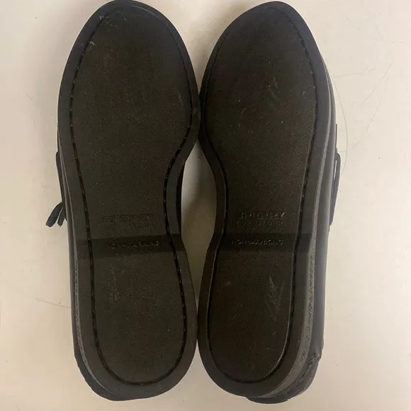 SPERRY Black Leather Top Sider Loafer Shoes 11M