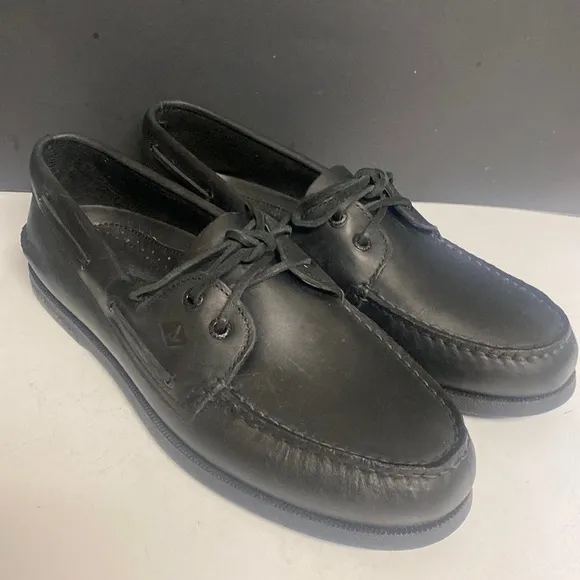SPERRY Black Leather Top Sider Loafer Shoes 11M