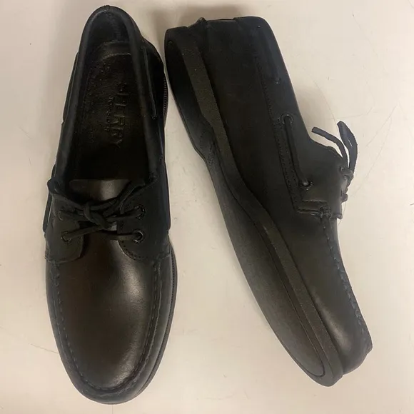 SPERRY Black Leather Top Sider Loafer Shoes 11M
