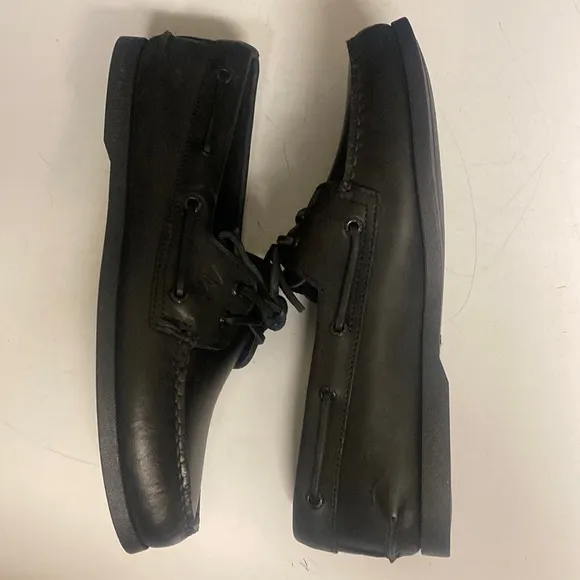SPERRY Black Leather Top Sider Loafer Shoes 11M
