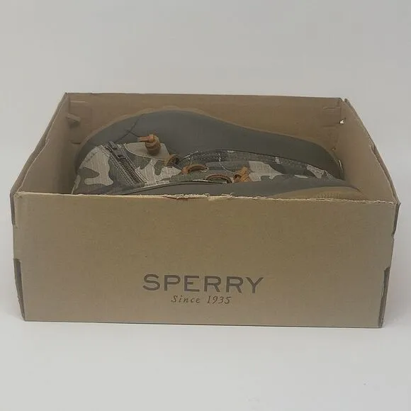 Sperry Saltwater Duck Boots Size 7.5 Olive Camo Wool Blend Upper