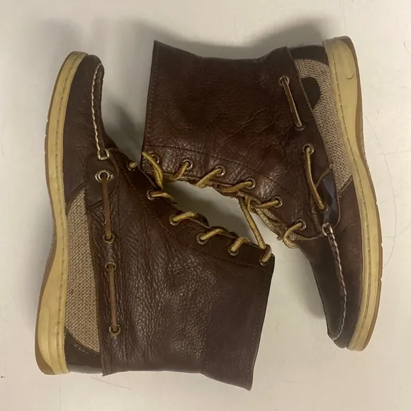 SPERRY Top Sider Ankle Boots Leather Fabric Shoes