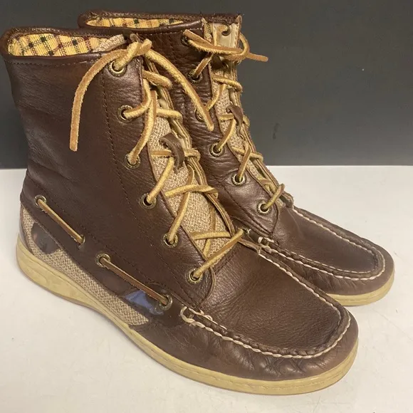 SPERRY Top Sider Ankle Boots Leather Fabric Shoes