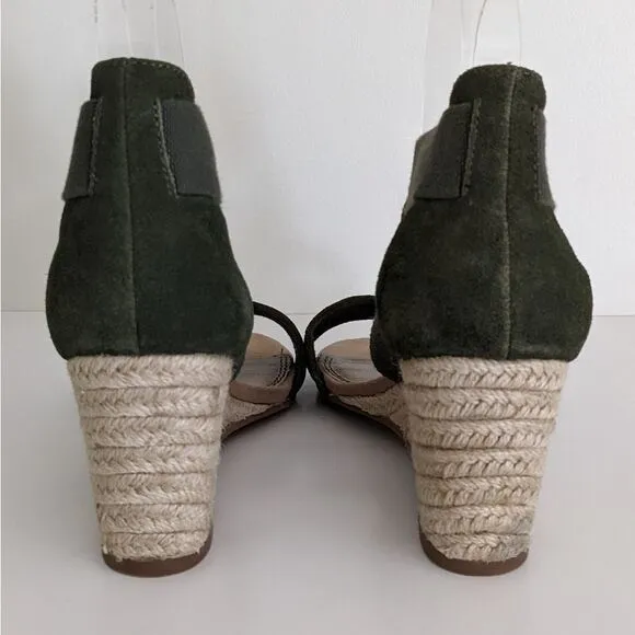 Splendid Green Suede Espadrilles Wedge Sandals Women's 8.5