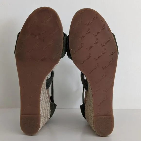 Splendid Green Suede Espadrilles Wedge Sandals Women's 8.5