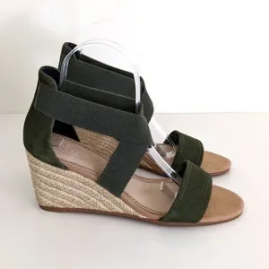 Splendid Green Suede Espadrilles Wedge Sandals Women's 8.5