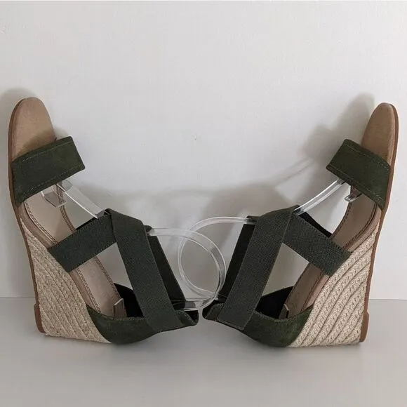 Splendid Green Suede Espadrilles Wedge Sandals Women's 8.5