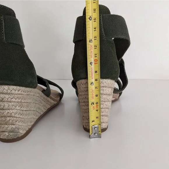 Splendid Green Suede Espadrilles Wedge Sandals Women's 8.5