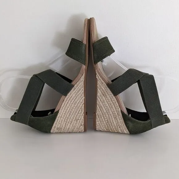 Splendid Green Suede Espadrilles Wedge Sandals Women's 8.5