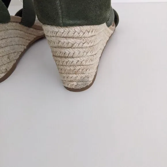 Splendid Green Suede Espadrilles Wedge Sandals Women's 8.5