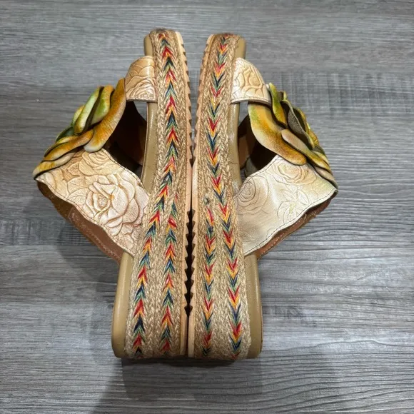 Spring Step L’Artiste Balharbour Platform Leather Flower Sandals
