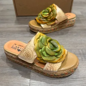 Spring Step L’Artiste Balharbour Platform Leather Flower Sandals