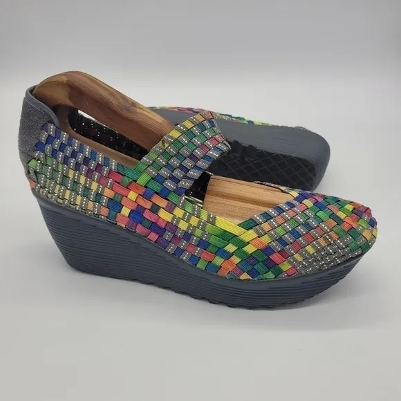 St. John’s Bay Woven Karma Rainbow Wedge Mary Jane Size 7.5 Shoes