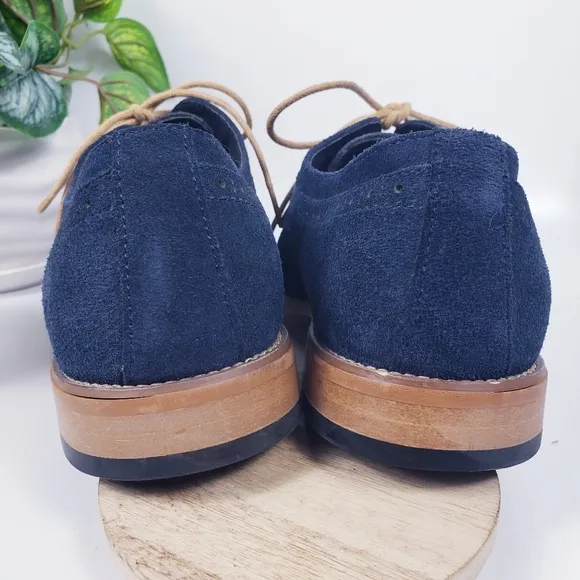Stacy Adams Mens Blue Suede Loafer Oxford Deacon Medallion sz 9