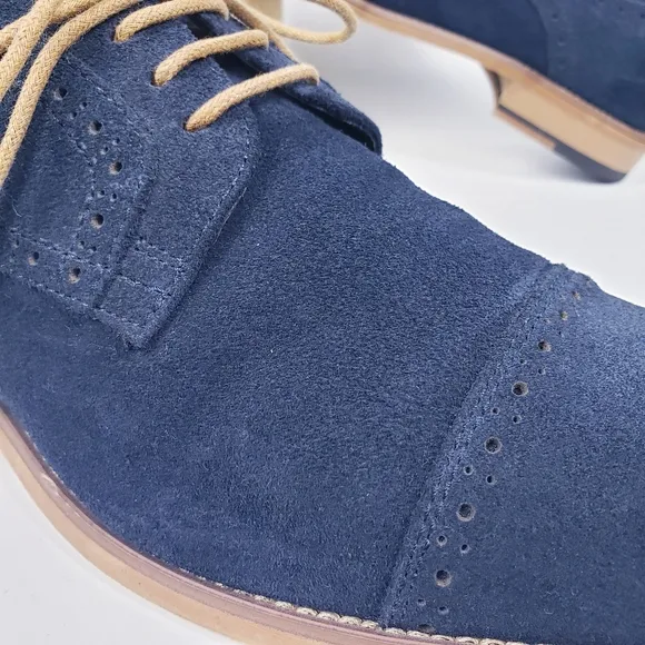 Stacy Adams Mens Blue Suede Loafer Oxford Deacon Medallion sz 9