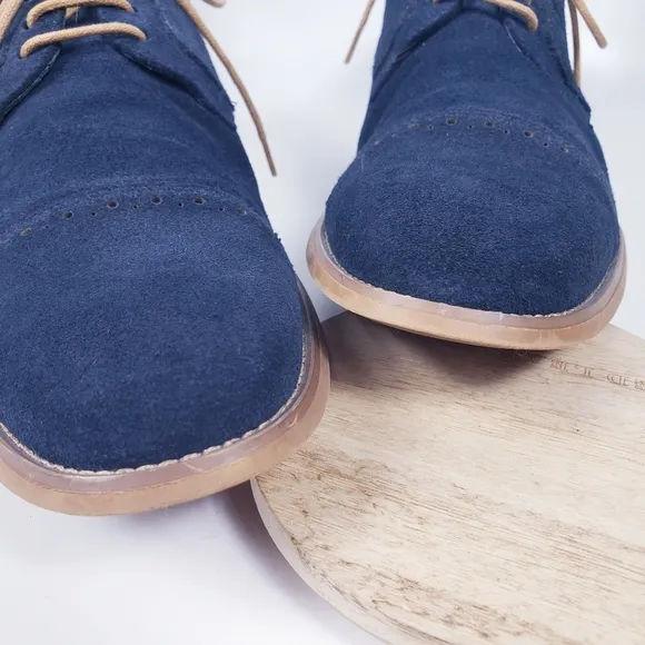 Stacy Adams Mens Blue Suede Loafer Oxford Deacon Medallion sz 9