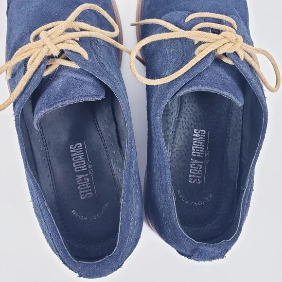 Stacy Adams Mens Blue Suede Loafer Oxford Deacon Medallion sz 9