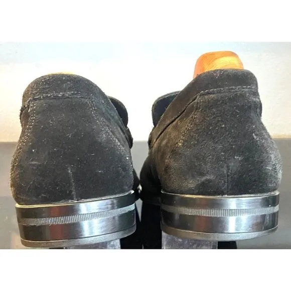 Stacy Adams Nesbit Black Leather Suede Almond Apron Pinch Toe Shoes Size 10.5 M