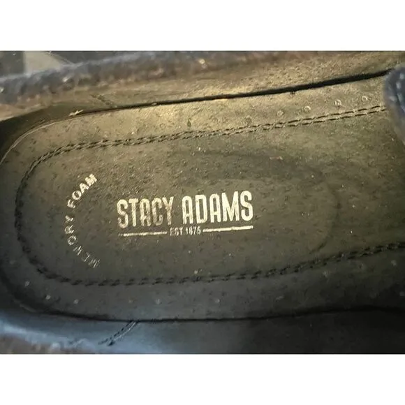Stacy Adams Nesbit Black Leather Suede Almond Apron Pinch Toe Shoes Size 10.5 M