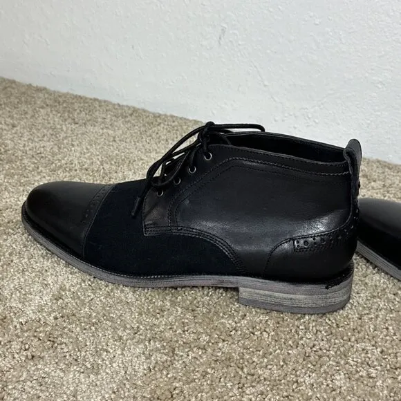 Stacy Adams Shoes Mens 9M Black High Top Lace Up Suade Dress 24984-001