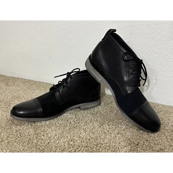 Stacy Adams Shoes Mens 9M Black High Top Lace Up Suade Dress 24984-001