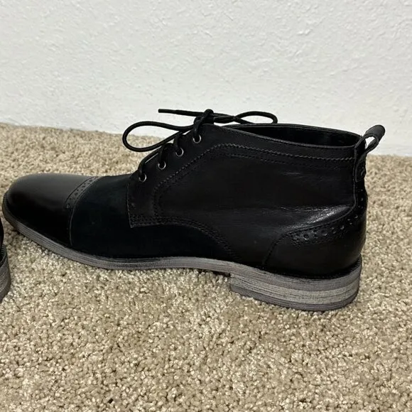 Stacy Adams Shoes Mens 9M Black High Top Lace Up Suade Dress 24984-001
