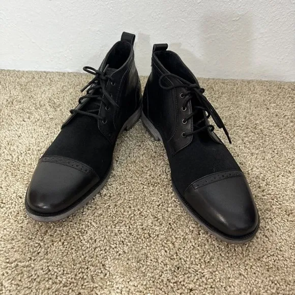Stacy Adams Shoes Mens 9M Black High Top Lace Up Suade Dress 24984-001